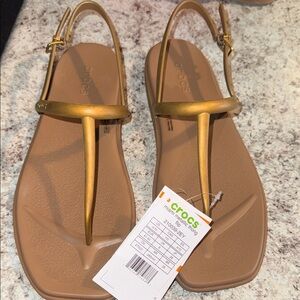CROCS Women's Metallic Gold Sandals New
